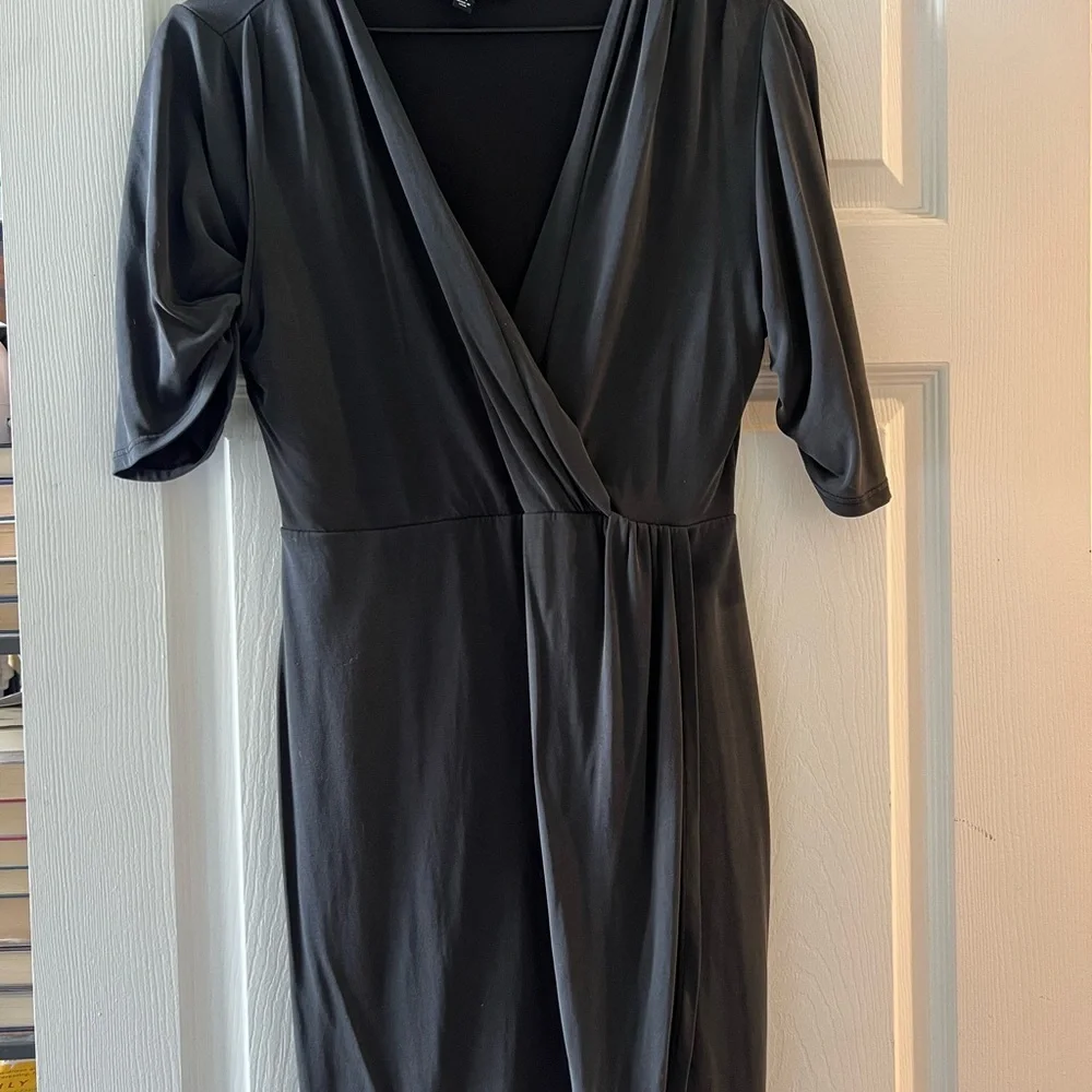 Lulu's Dulcet Washed Black Surplice Midi Dress - Picture 3 of 5